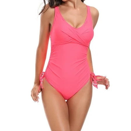 Zpanxa One Piece Swimsuit Women One Piece Bathing Suit for Women Print Bikini Solid Color Swimsuit Filled Bra Swimwear Beachwear Pink M | Walmart (US)