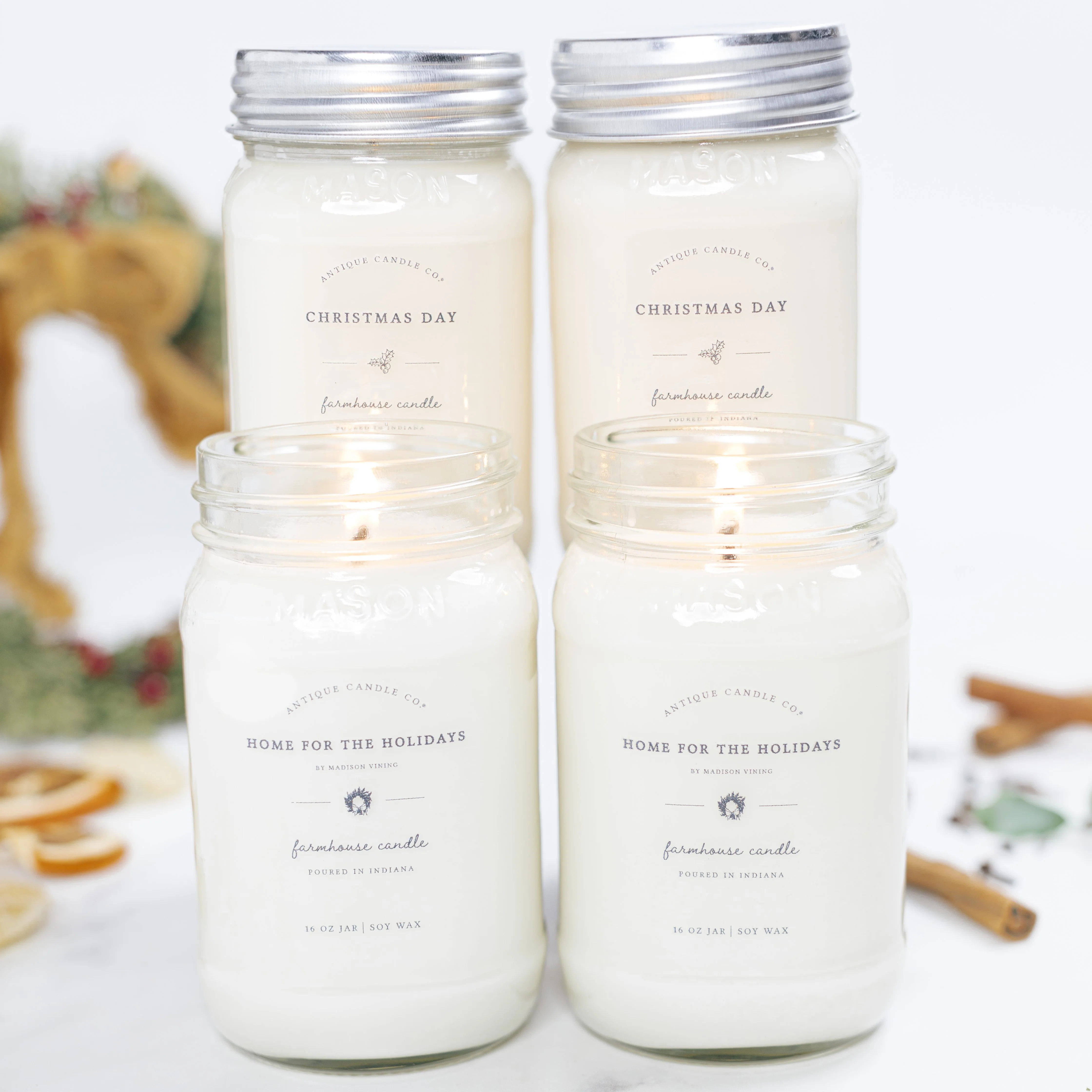 Home for the Holidays & Christmas Day Bundle of Four | Antique Candle Co.