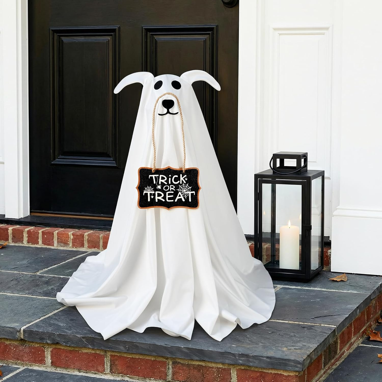 Halloween Decorations, 2.3 FT Light-Up Ghost Dog with Trick or Treat Sign | Amazon (US)
