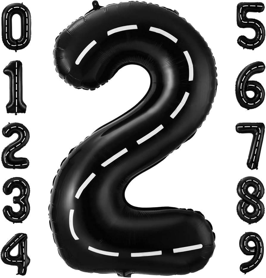 2 Balloons - Racing Car - 40 Inch - Black - 2 Balloon Number - Race Track - Birthday Decor | Amazon (US)