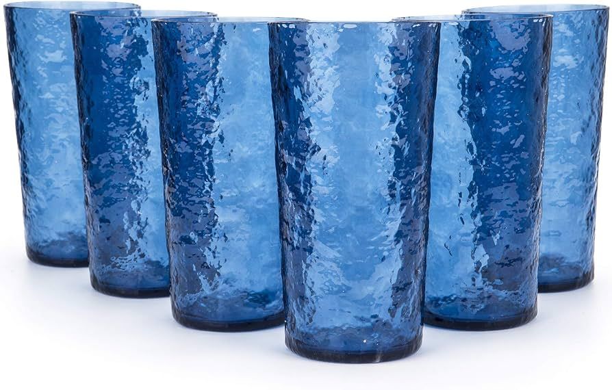 KX-WARE 18-ounce Acrylic Highball Glasses Plastic Tumbler, set of 6 Blue | Amazon (US)