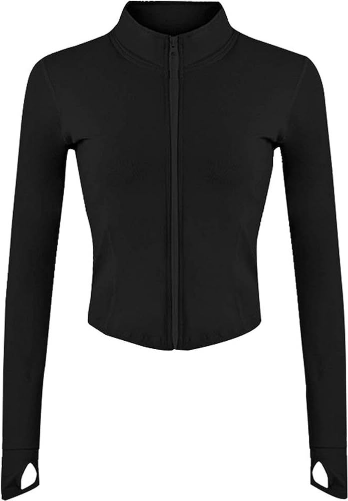 Tanming Women's Full Zip Seamless Workout Jacket Running Yoga Slim Fit Track Jacket | Amazon (US)