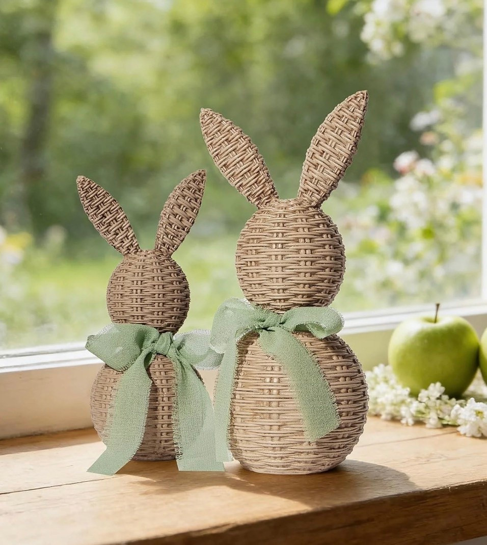 "Bring the Soul of the Countryside into Your Modern Home" Elevate your spring decor with the LEJHVAQK Rattan-Effect Bunny Set. Designed to bridge the gap between traditional craftsmanship and modern durability, these figurines capture the whimsical spirit of the Easter season while maintaining a sophisticated, rustic edge.
A Focal Point for Your Spring Gatherings Imagine these two bunnies nestled amidst a garland of eucalyptus on your dining table, or standing guard on your fireplace mantel. The intricate woven texture catches the light, casting subtle shadows that add depth and character to any room

#LTKSpringSale #LTKSeasonal #LTKHome