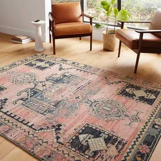 Alexander Home Luxe Rose Antiqued Distressed Area Rug - 2'3" x 7'6" - Rose/Rose | Bed Bath & Beyond