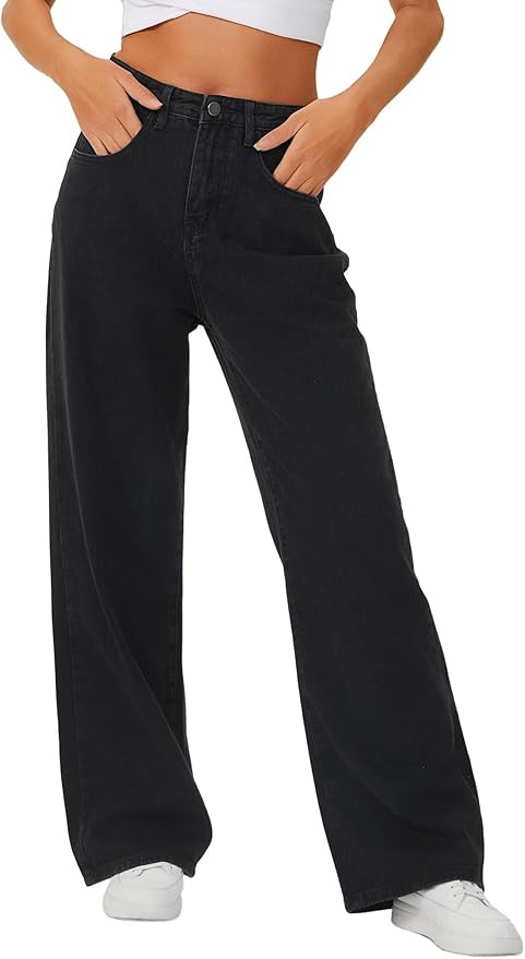 Baggy Jeans for Woman High Waisted Loose Wide Leg Jean Womens Boyfriend Y2K Pants Trendy | Amazon (US)