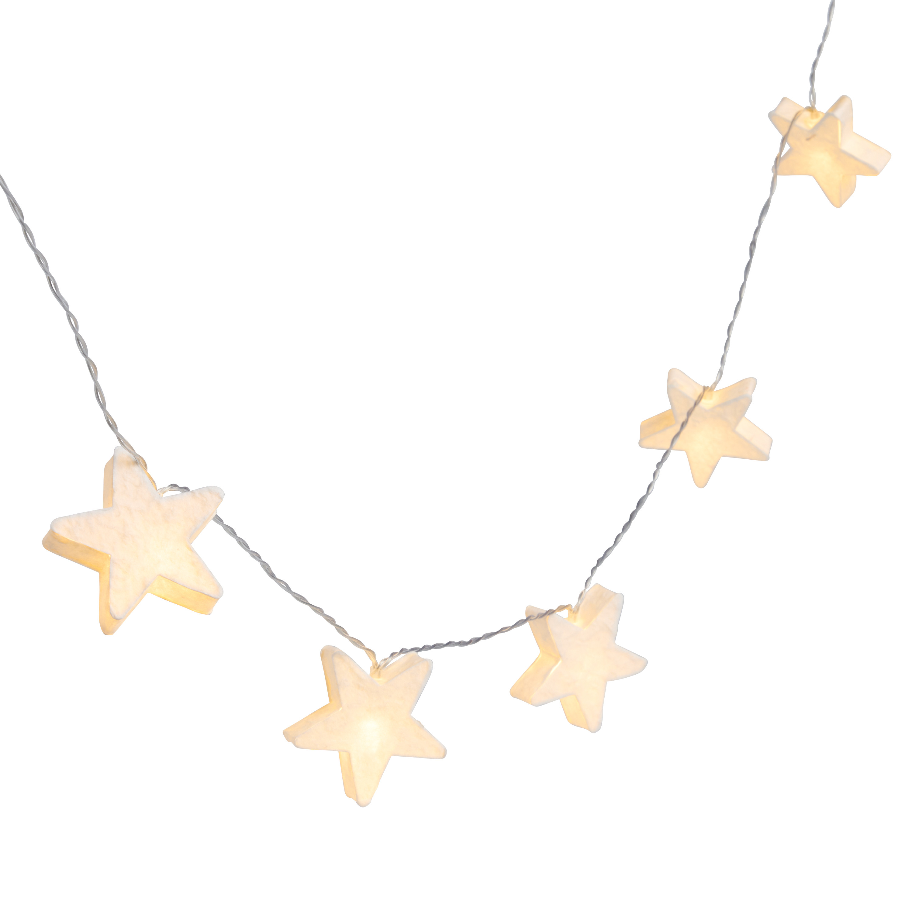 White Paper Stars LED Battery Operated String Lights | World Market