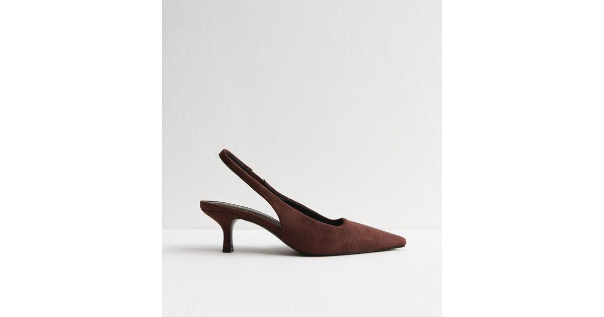 Brown Faux Suede Slingback Pumps | New Look | New Look (UK)