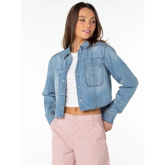 Celebrity Pink Women's and Women's Plus Hi Low Button Down Denim Top, Sizes XS-4X | Walmart (US)