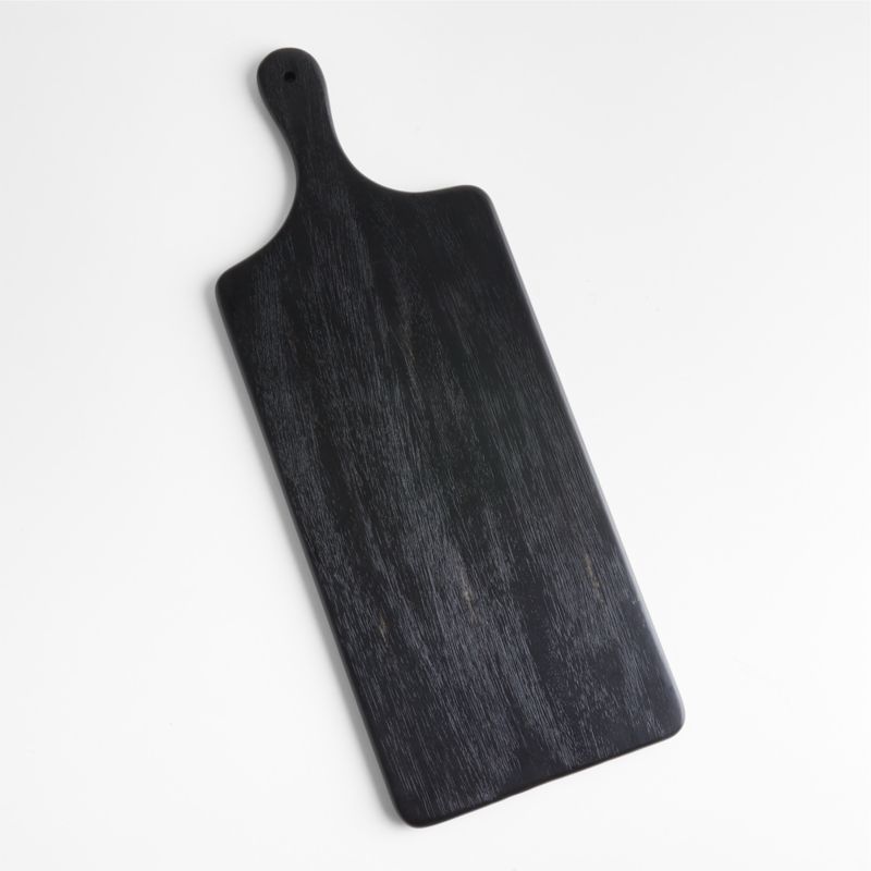 Tondo Ebonized Wooden Long Paddle Serving Board Cheeseboard Platter + Reviews | Crate & Barrel | Crate & Barrel