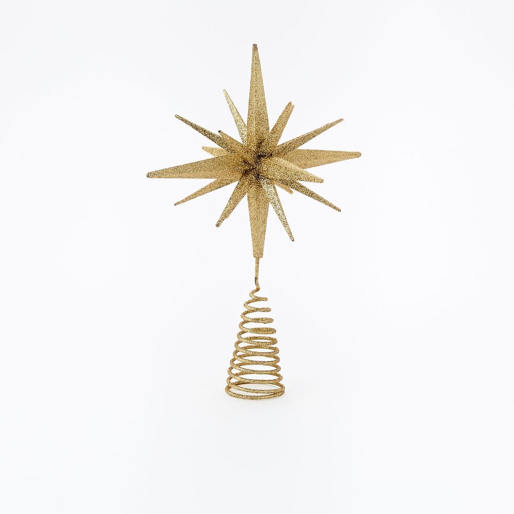 Kraft &amp; Glitter Gem Starburst Tree Topper - Gold | West Elm (US)