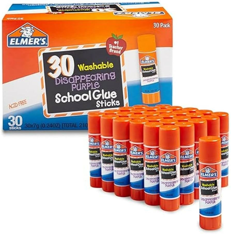 Elmer's Disappearing Purple School Glue Sticks, Washable, 7 Grams, 30 Count - Poster, Vision Boar... | Amazon (US)
