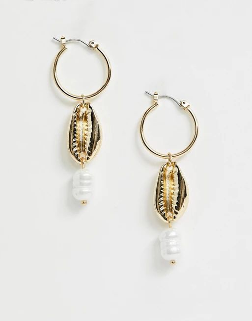 Pieces shell pearl detail earrings | ASOS UK