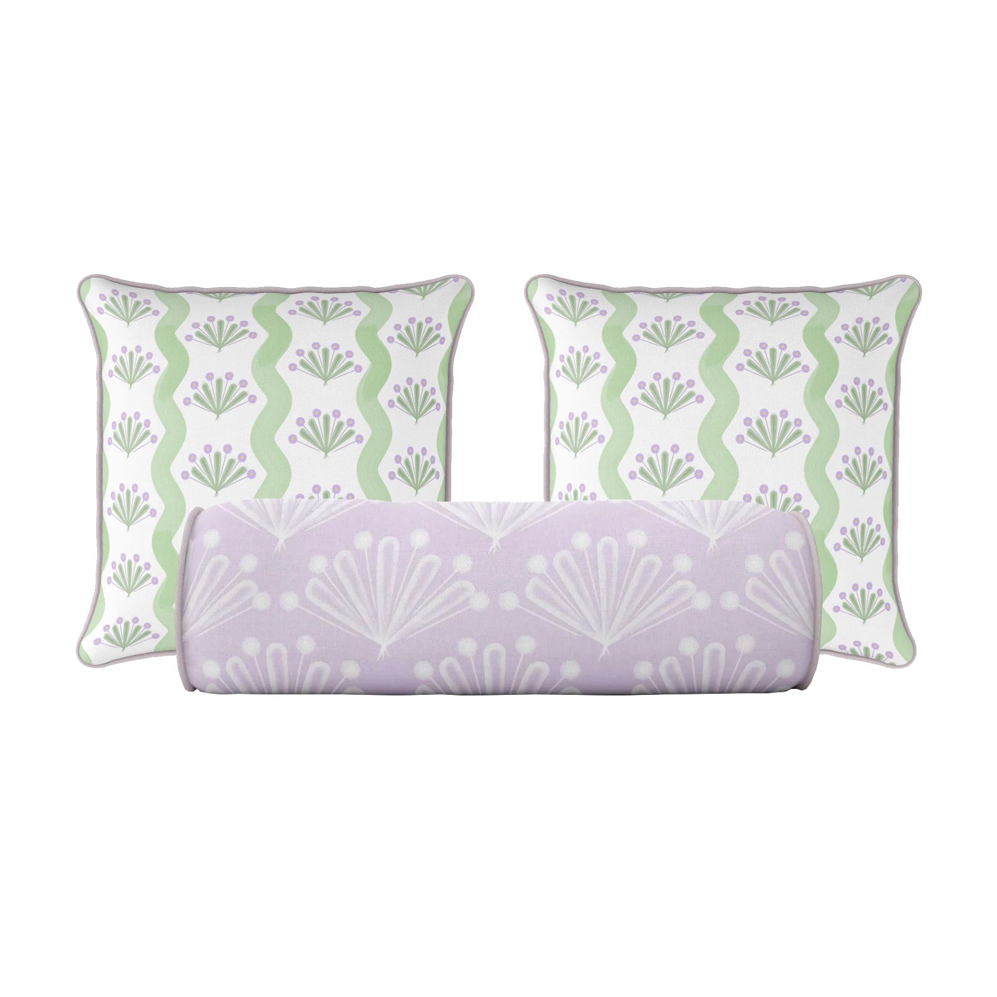 Bed Pillow Set Green Riviera Lilac Lavinia | Ciélle Home | Cielle Home