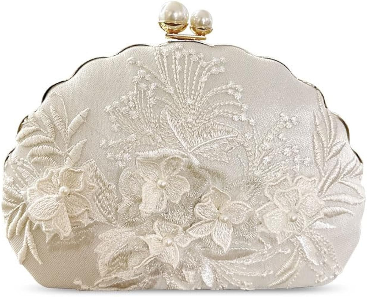 YYW Clutch Purse Women Floral Embroidery Evening Bag Elegant Pearl Crossbody Handbags for Wedding... | Amazon (US)