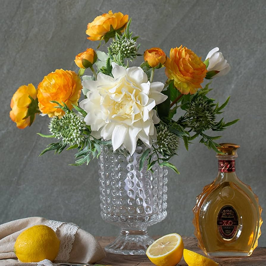 Glass Vase, Embossed Big Base Vase, Flower Vase Decorative for Home Office Wedding Holiday Party ... | Amazon (US)