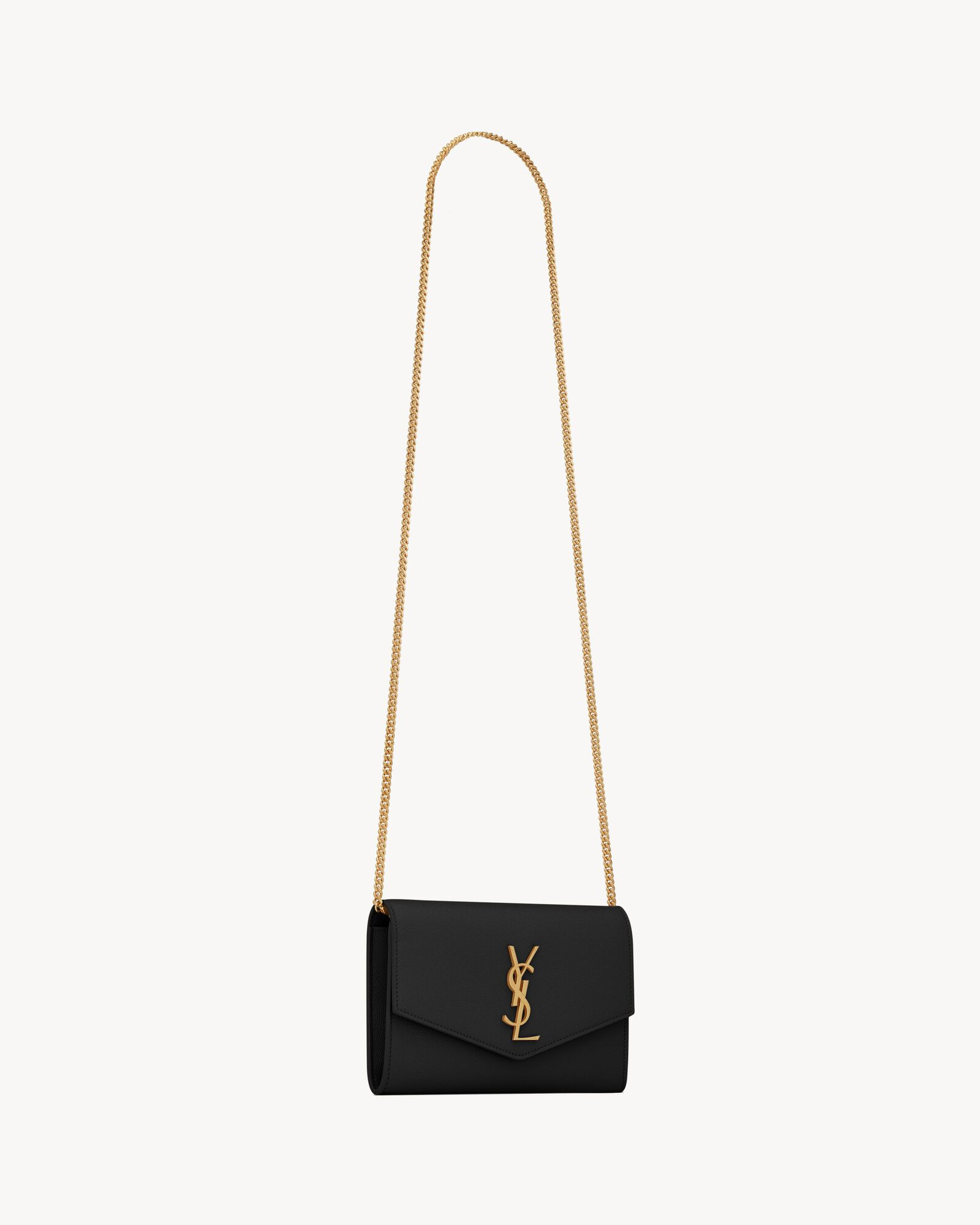 uptown chain wallet in grain de poudre embossed leather | Saint Laurent Inc. (Global)