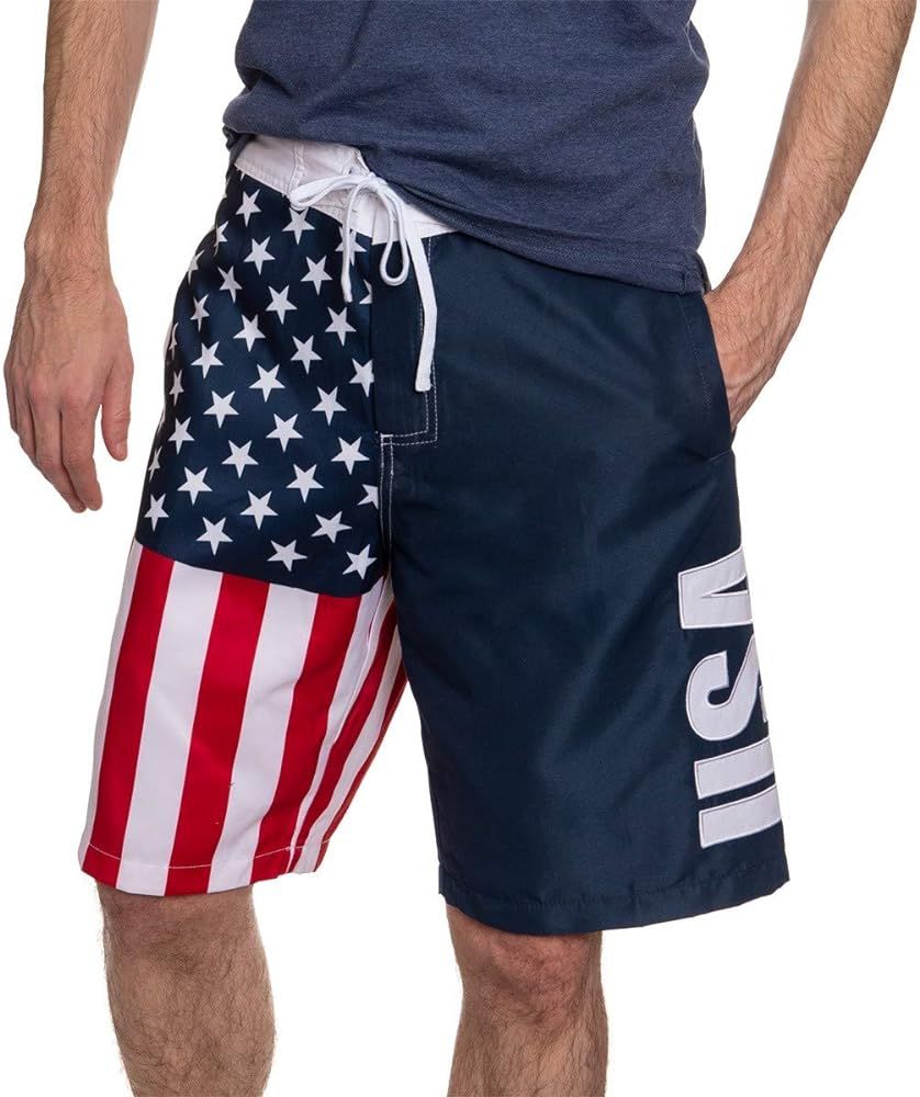 Calhoun Men's Americana USA Flag Fourth of July Swim Board Shorts (USA, X-Large) | Amazon.com | Amazon (US)