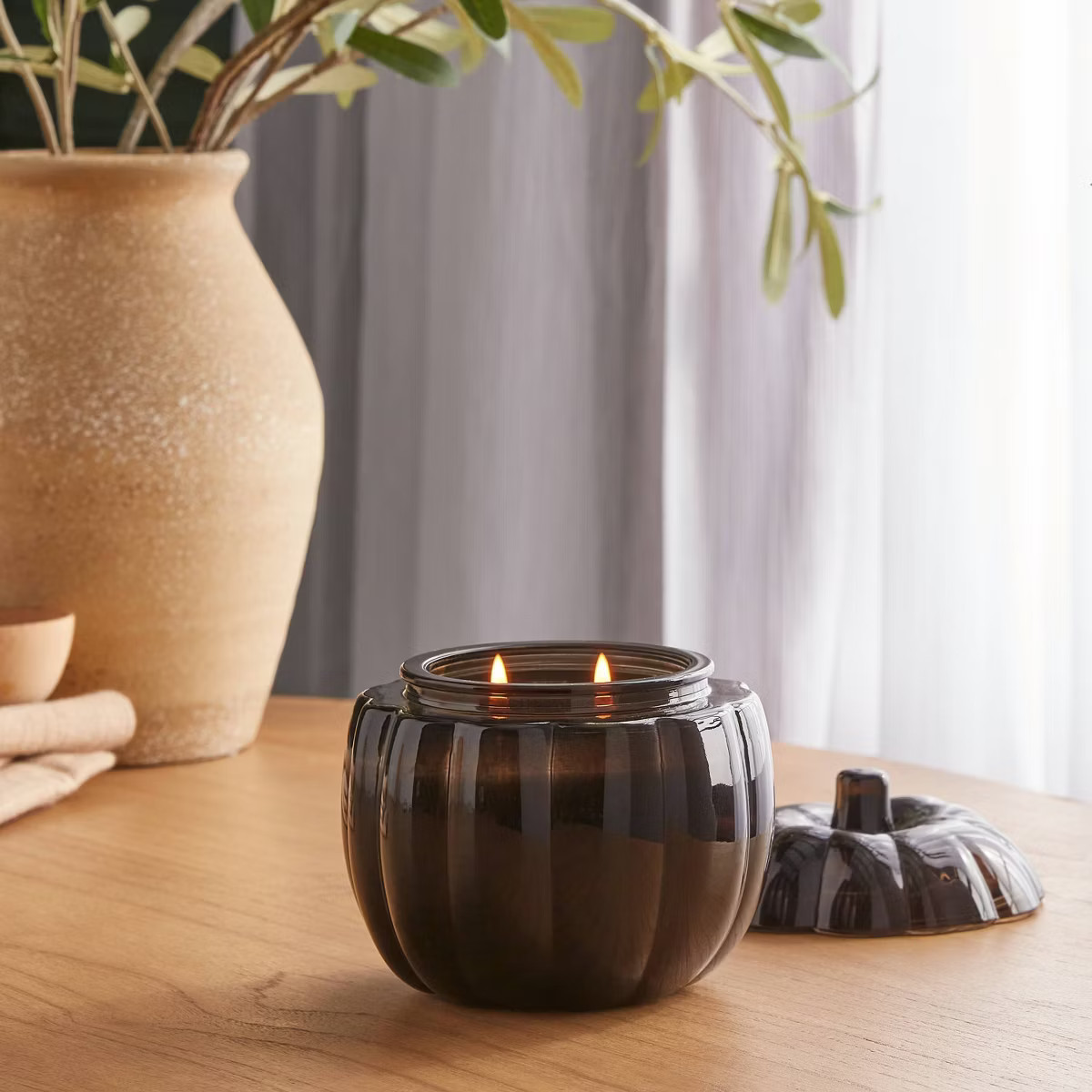 Glass Figural Pumpkin Bourbon Candle Black - Threshold™ | Target