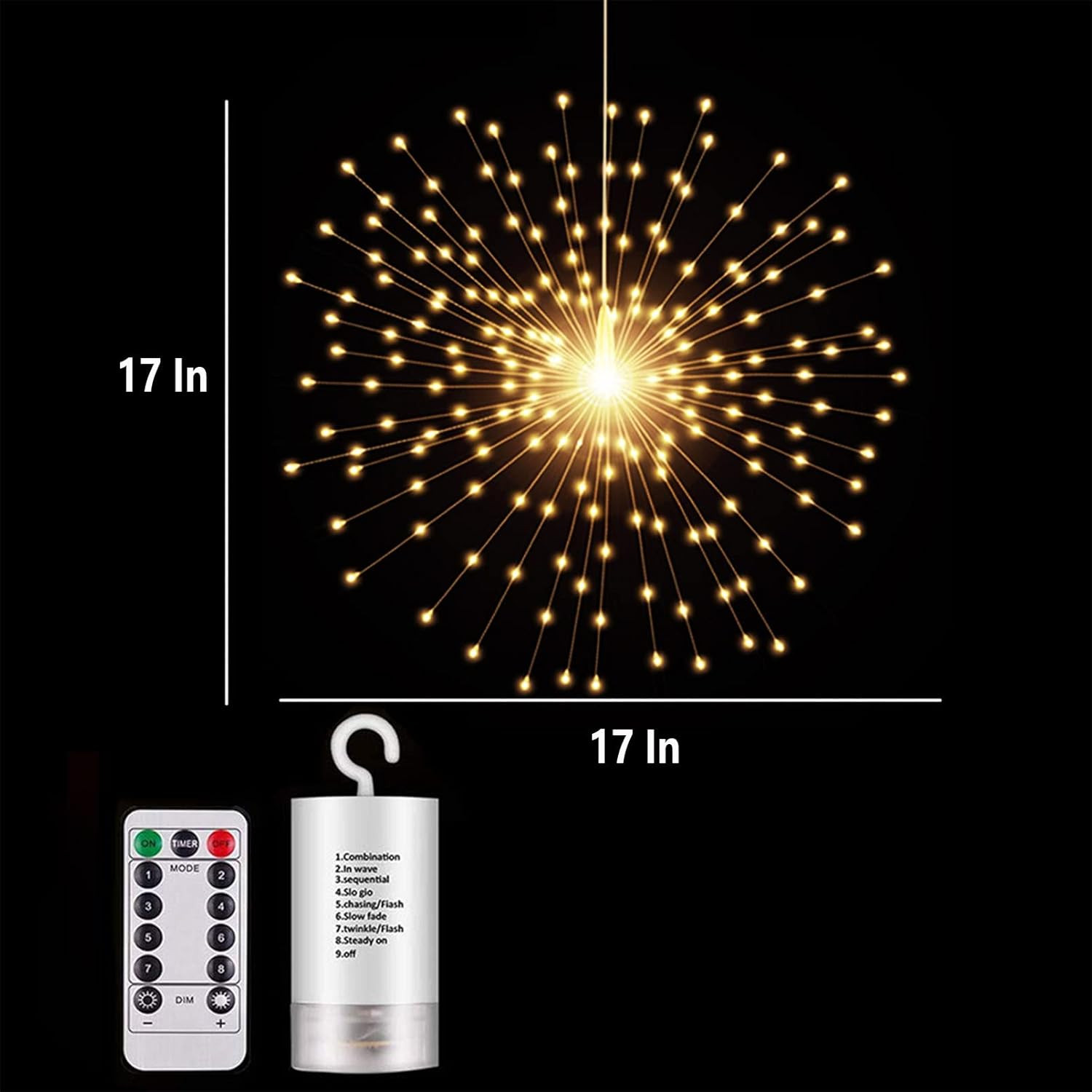 PXBNIUYA 200LED Hanging Sphere Lights, Battery Operated Starburst Lights, 8 Modes Dimmable Remote... | Amazon (US)