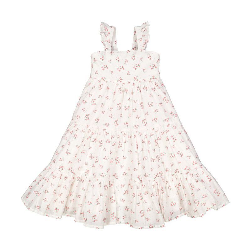 Hope & Henry Girls' Sleeveless Ruffle Strap Tiered Dress, Kids, White Vintage Floral, 2T | Target
