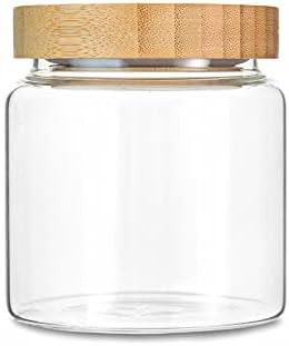 MOLADRI 480ML/16Oz Clear Cute Glass Storage Canister Holder with Airtight Bamboo Lid, Modern Deco... | Amazon (US)