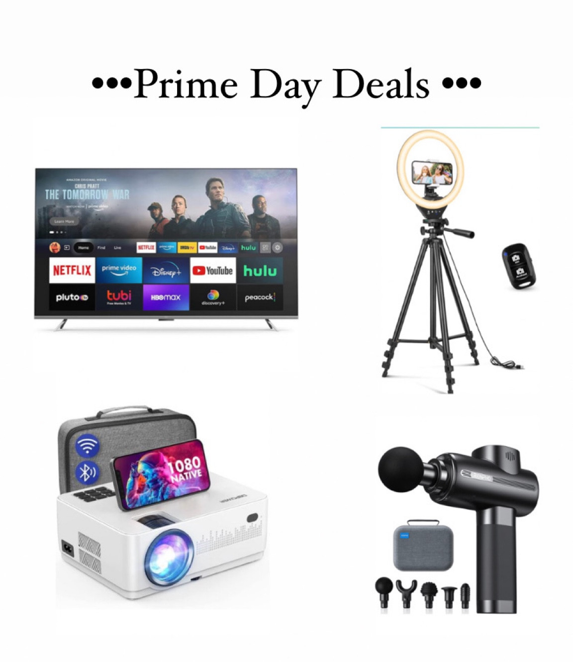 Prime deals. Amazon finds. Movie night. Tv. Electronics. Massage gun. Ring light. Mens gifts. Teen gifts. 

#LTKsalealert #LTKHoliday #LTKfamily