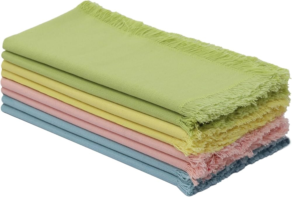 COTTON CRAFT Easter Cloth Napkins - Set of 8 Soft Pure Cotton Napkins with Fringe Border - Reusab... | Amazon (US)