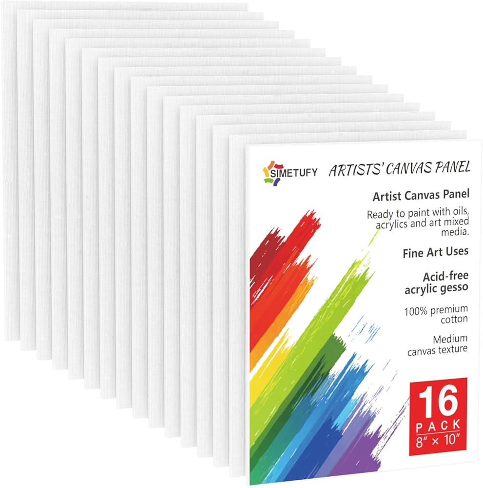 16 Pack 8x10 Inch Canvases for Painting, Blank Canvas Boards for Painting-Gesso Primed Acid-Free ... | Amazon (US)