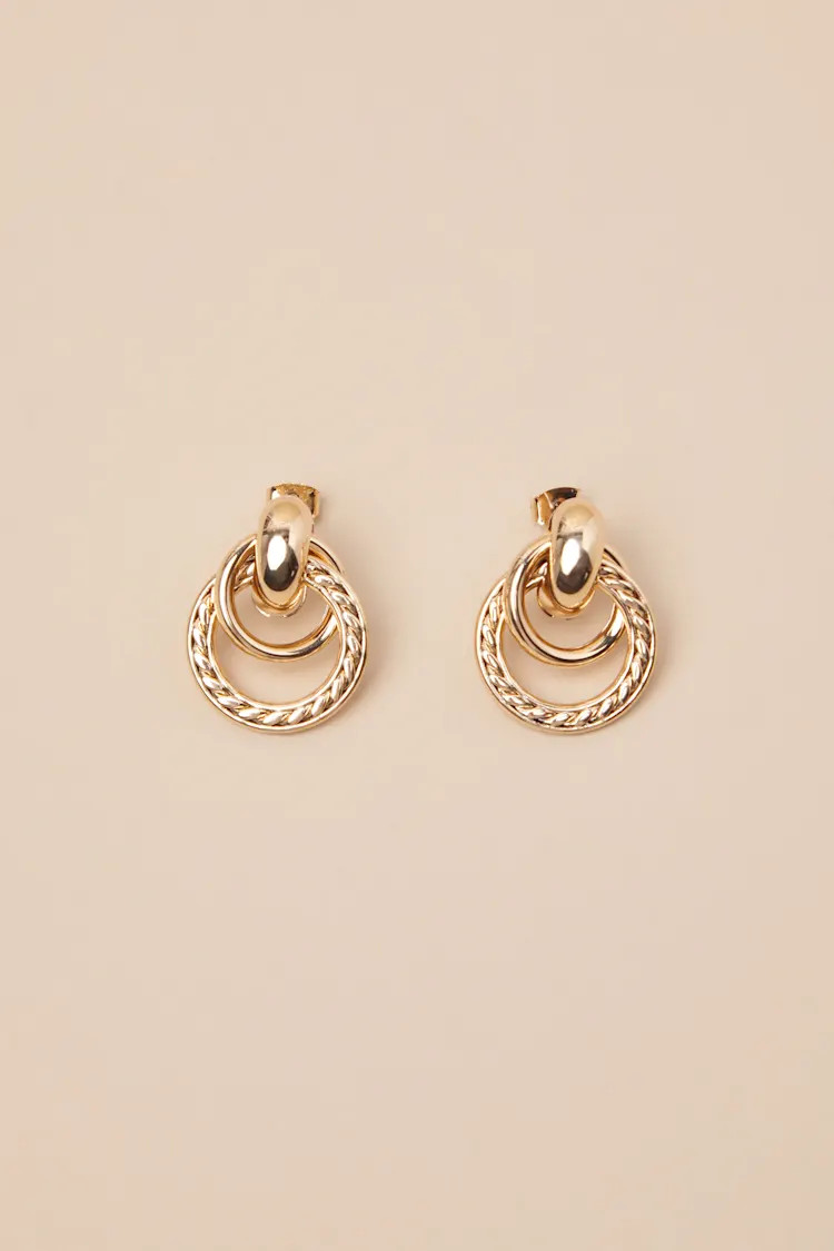 Radiant Cuteness Gold Textured Door Knocker Earrings | Lulus
