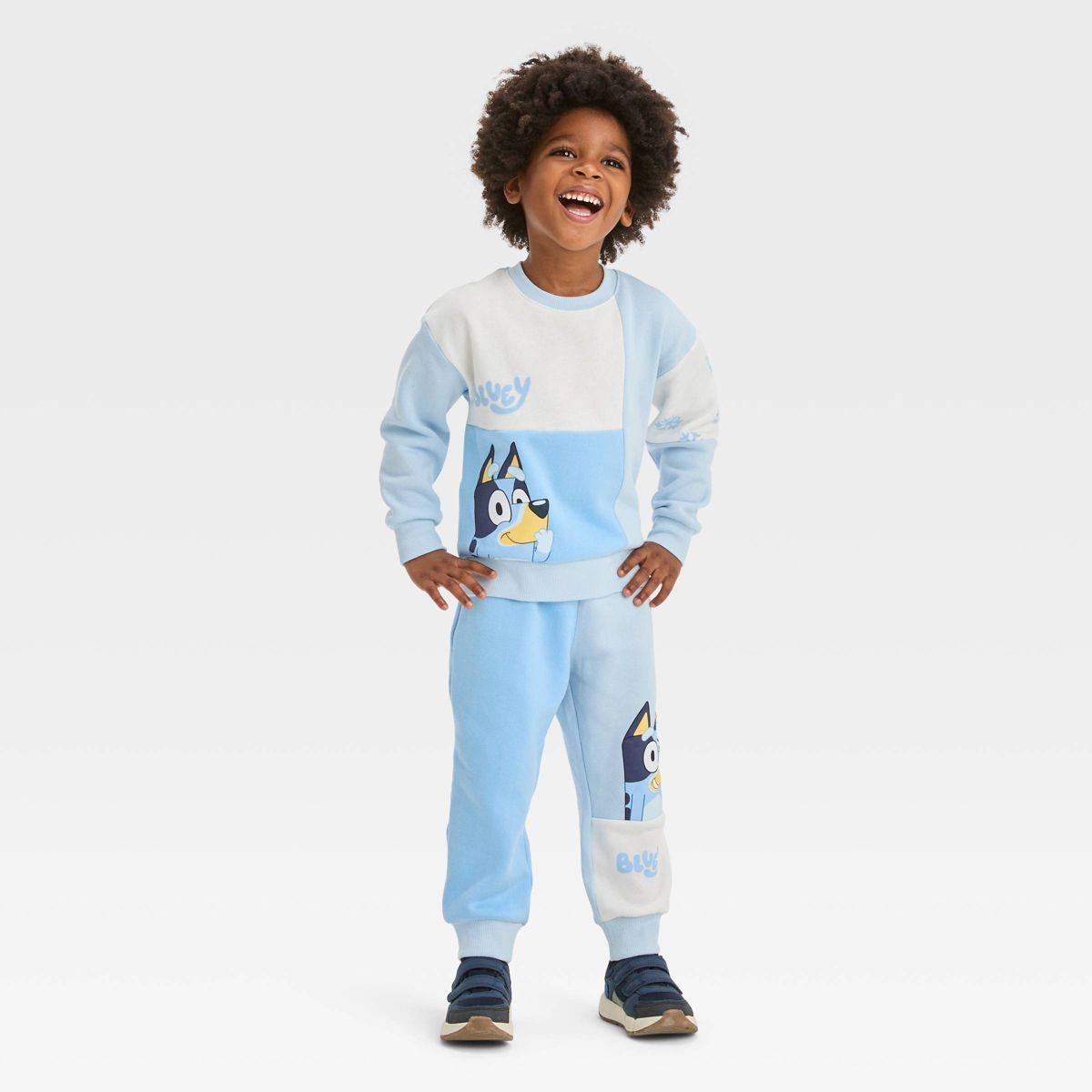 Toddler Boys' Bluey Solid Top and Bottom Set - Light Blue/Cream | Target