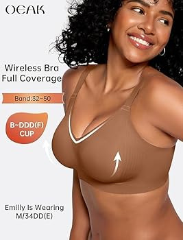 OEAK Womens Wireless Seamless Bras Full Coverage Supportive Lounge Bra Push Up Plus Size Everyday... | Amazon (US)