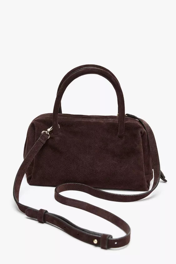 SPLIT SUEDE BOWLING BAG | Zara UK