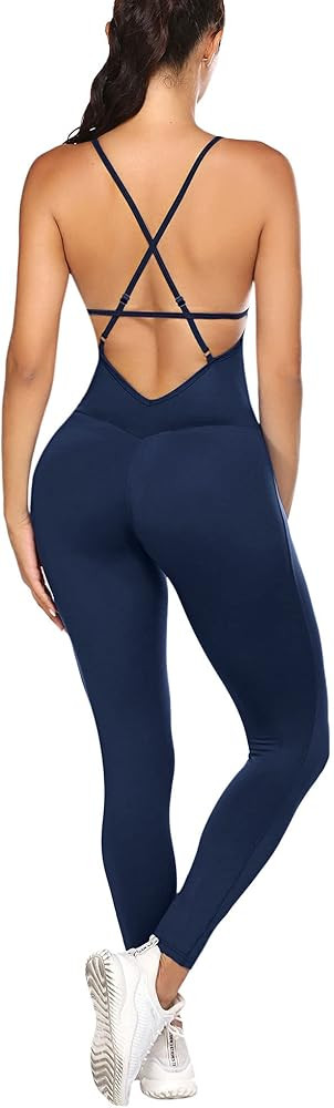 COOrun Women's Yoga Jumpsuit Backless Sports Romper Playsuit Sleeveless Gym Bodysuit | Amazon (US)