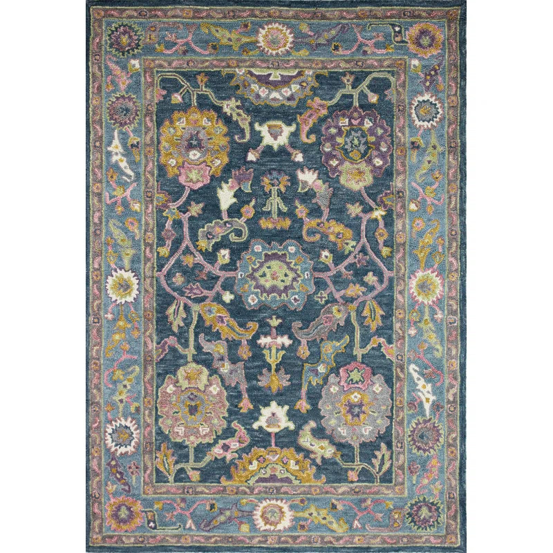 Lonnie Handmade Wool Teal Rug | Wayfair North America