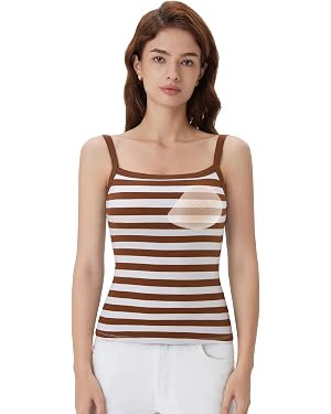 SUUKSESS Women Cotton Rib Padded Tank Tops Sleeveless Spaghetti Strap Square Neck Tops Summer Cam... | Amazon (US)