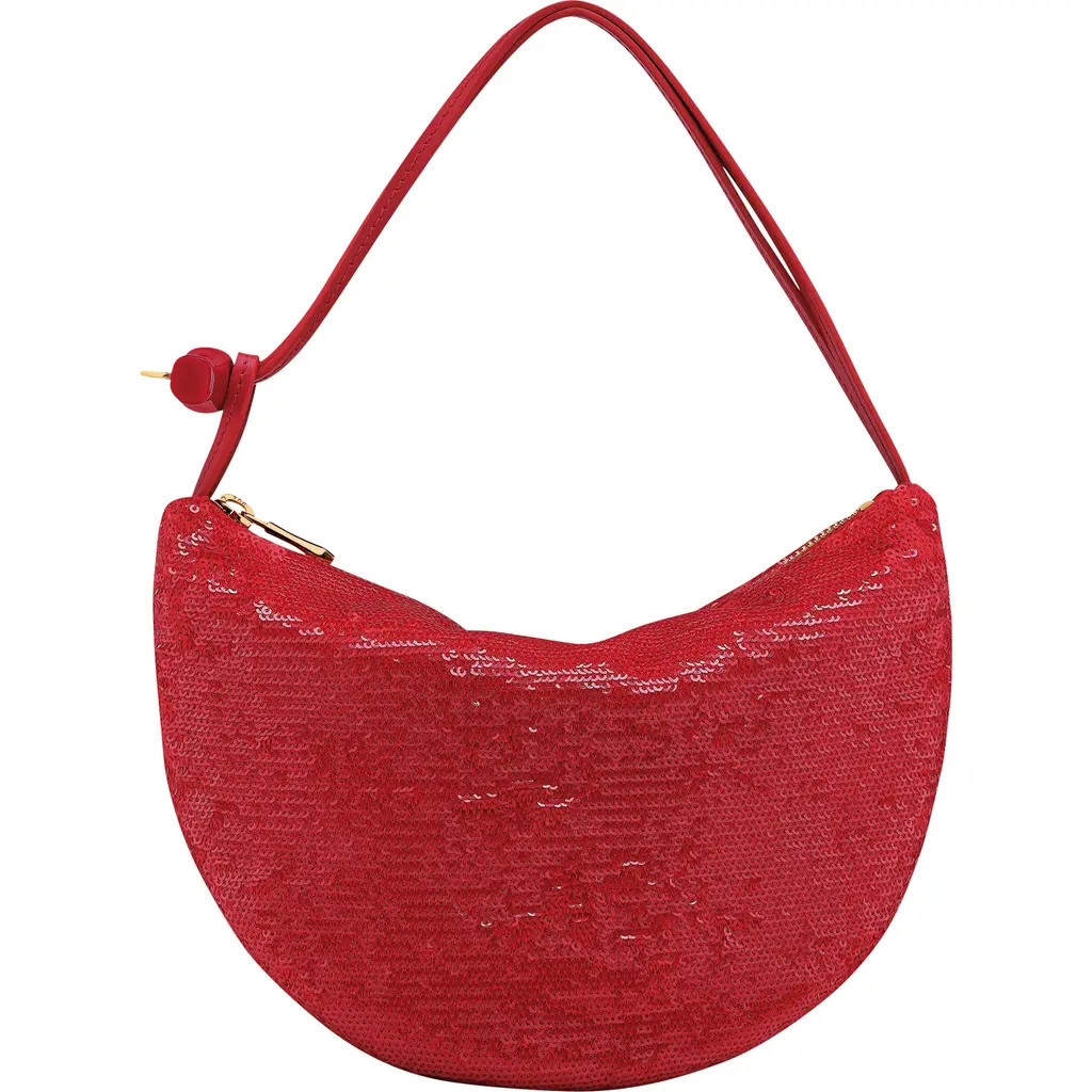 Longchamp Le Roseau Sparkling Wristlet Clutch in Red at Nordstrom | Nordstrom