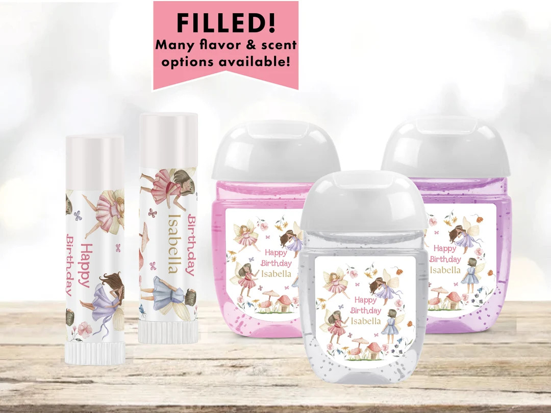 Flutter & Twirl Fairy Birthday  Whimsical Enchanted Pixie Fairy Party Filled Lip Balms Chap Stick... | Etsy (US)