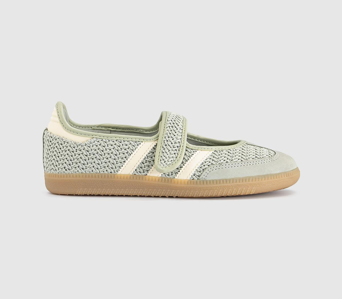 Adidas Womens Samba Jane Ballet Trainers Halo Green Warm Vanilla Gold Metallic, 8.5 | Office Shoes (UK)