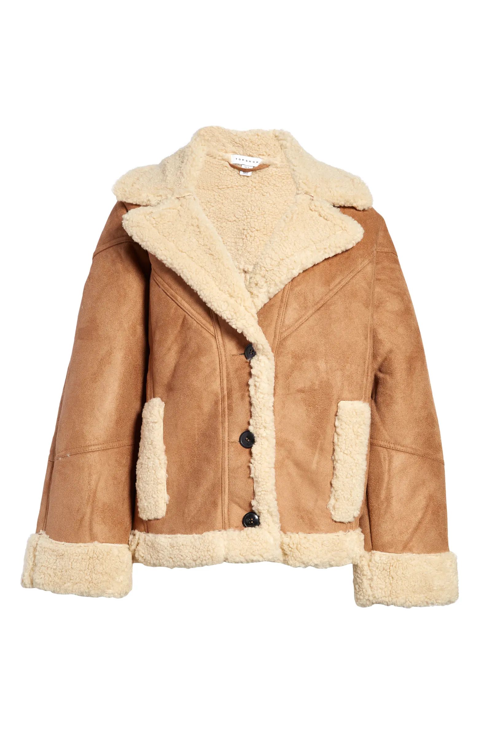 Topshop Faux Shearling Car Coat | Nordstrom | Nordstrom