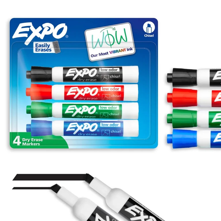 EXPO Dry Erase Markers, Chisel Tip, Assorted Colors, 4 Count | Walmart (US)