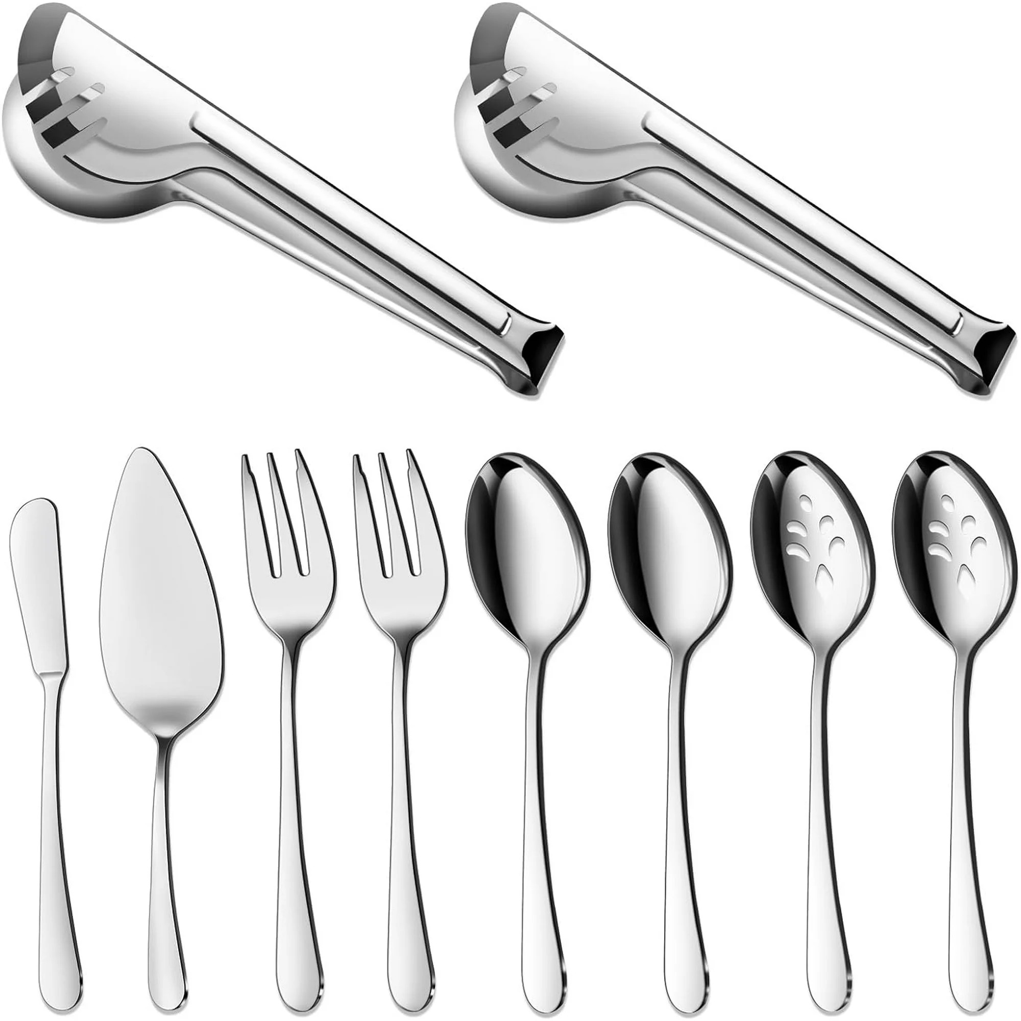 Mirdinner Serving Utensils Set, 10 Pcs Stainless Steel Serving Utensil with Serving Spoon/Slotted... | Walmart (US)