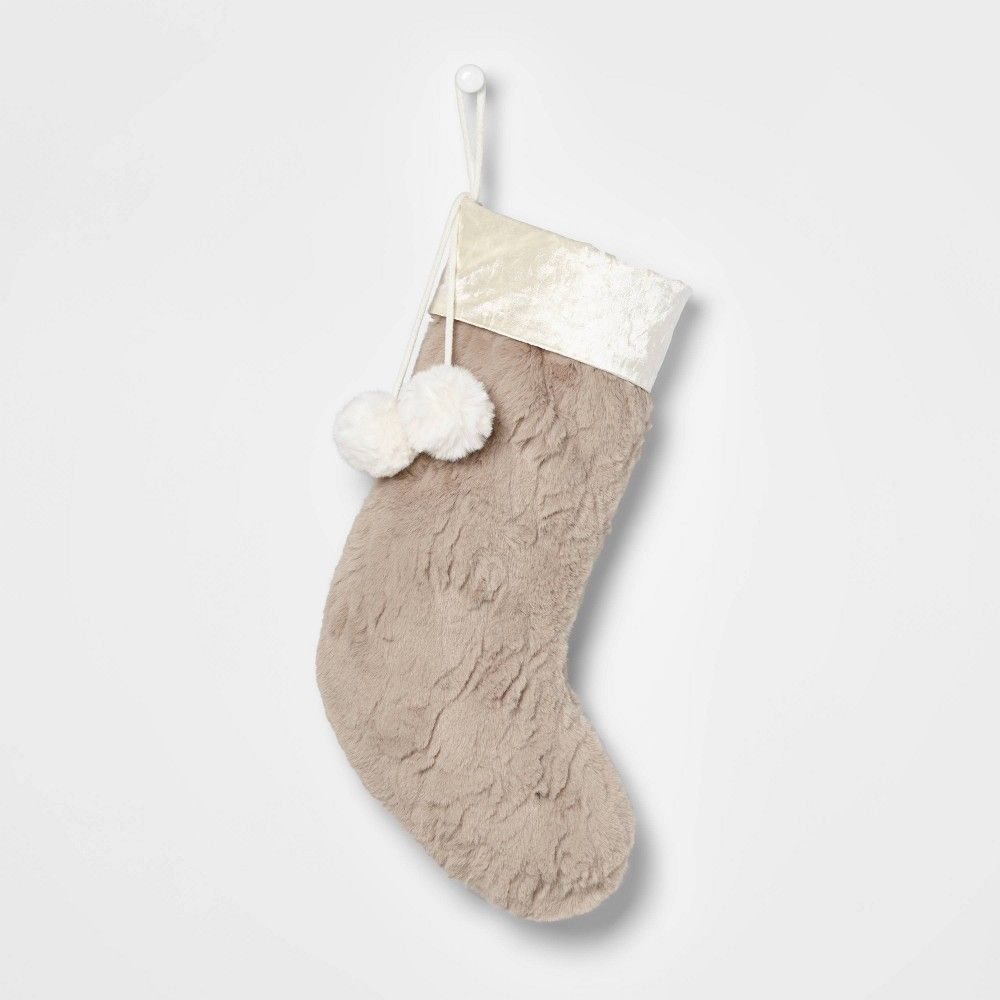 Plush Faux Fur Christmas Stocking Mushroom with Velvet Cuff - Wondershop | Target