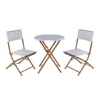 StyleWell French Caf 3-Piece Wicker Outdoor Patio Folding Bistro Set 65-51867 | The Home Depot