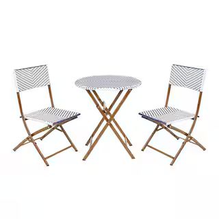 French Caf 3-Piece Wicker Outdoor Patio Folding Bistro Set | The Home Depot