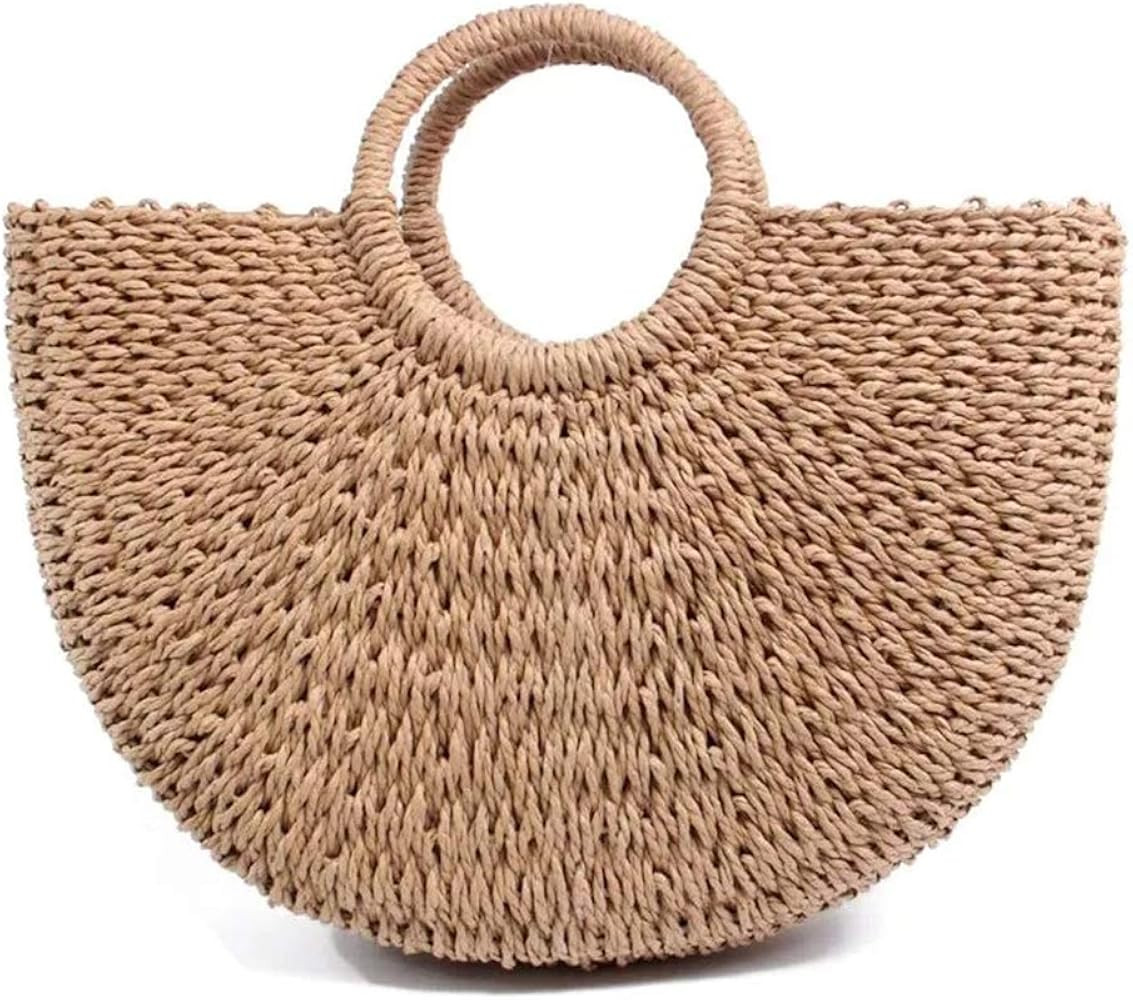 Straw Handbags Women Handwoven Round Corn Straw Bags Natural Chic Hand Large Summer Beach Tote Wo... | Amazon (US)