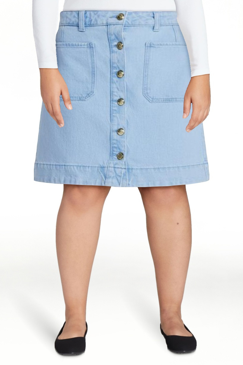 Free Assembly Women's Button Front Denim Mini Skirt, Sizes 0-20 | Walmart (US)