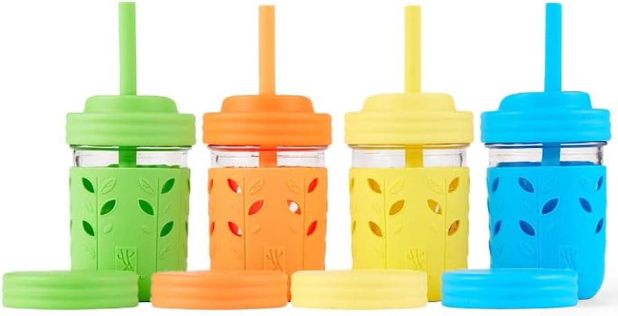 Elk and Friends Kids & Toddler Cups | The Original Glass Mason jars 8 oz with Silicone Sleeves & ... | Amazon (US)