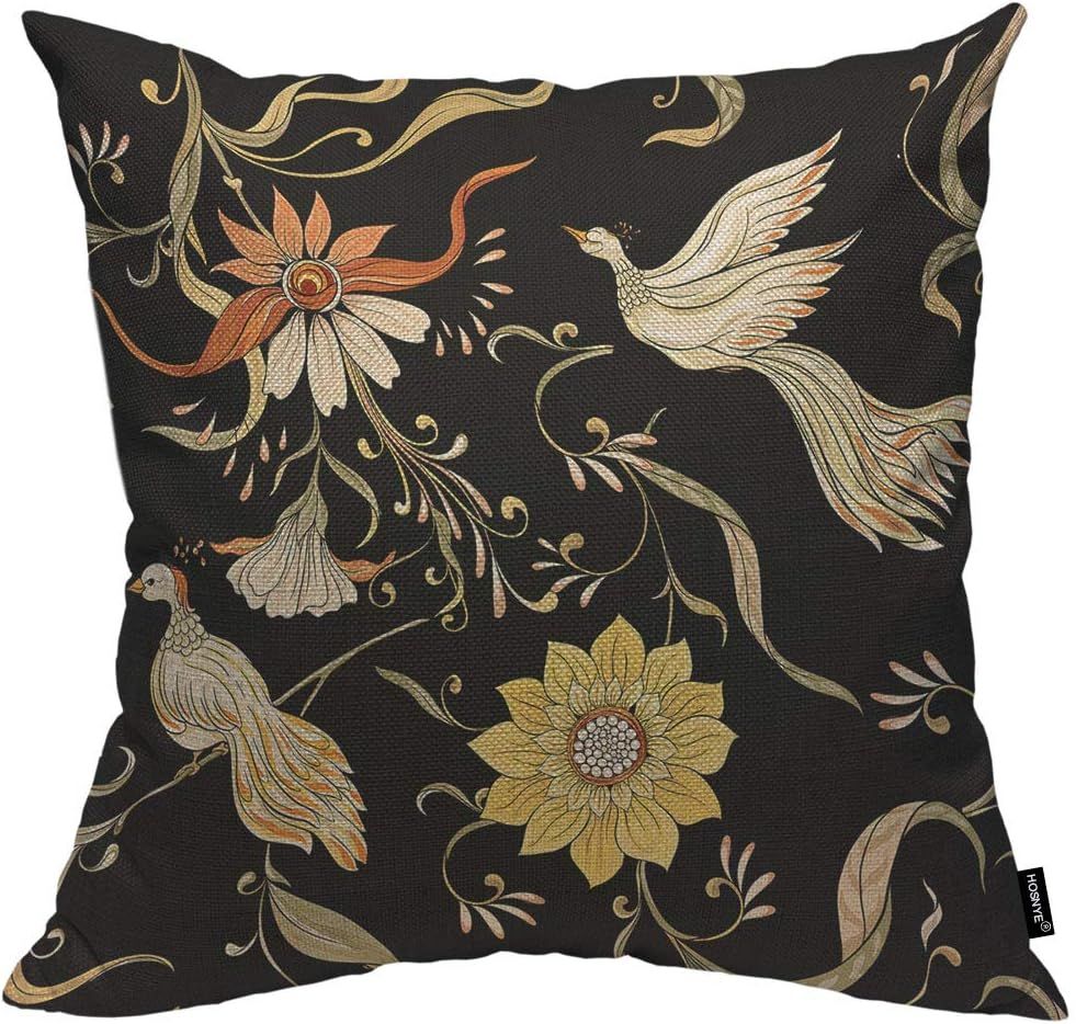HOSNYE Flowers and Birds Throw Pillow Cushion CoversArt Nouveau Style Vintage Old Retro Style Dec... | Amazon (US)