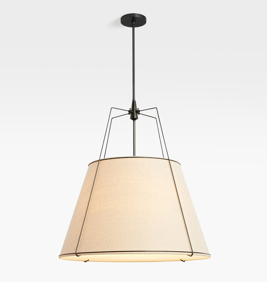 Conical 30" Oil-Rubbed Bronze Pendant with Sand Shade
 | Rejuvenation | Rejuvenation