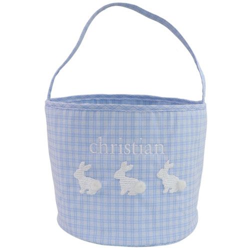 Blue Plaid Bunny Easter Basket | Cecil and Lou